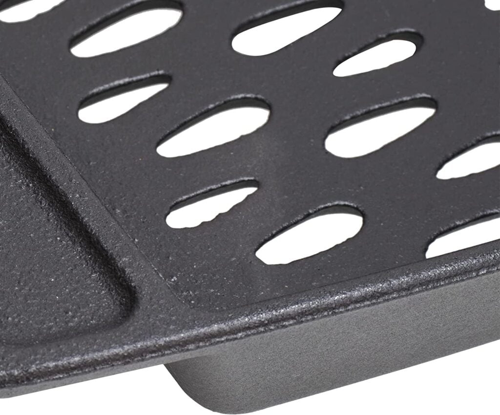 MOASKER 15x12 Cast Iron Grill Topper for Outdoor Grills, Fish Veggie Grill Basket, BBQ Grilling Pans Tray for Weber, Napoleon, Char-Broil, Royal Gourmet and Most Charcoal Smoker  Gas Grill