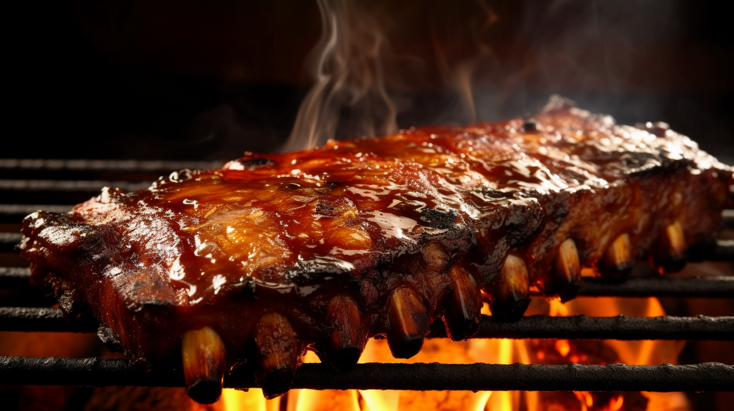 mj13 Create a photographic image of a sizzling rack of ribs on ec8d6ef4 0f8d 4ce0 9b14 647b311263c2