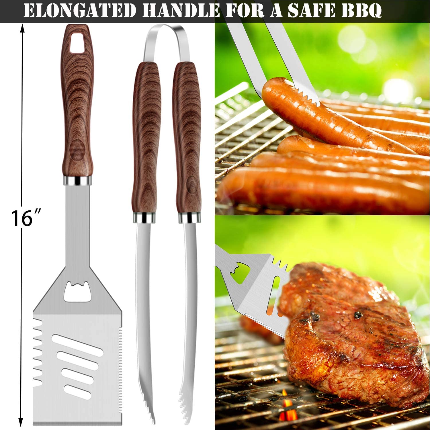 romanticist 26pcs grilling accessories kit for men women stainless steel heavy duty bbq tools with glove and corkscrew g 2